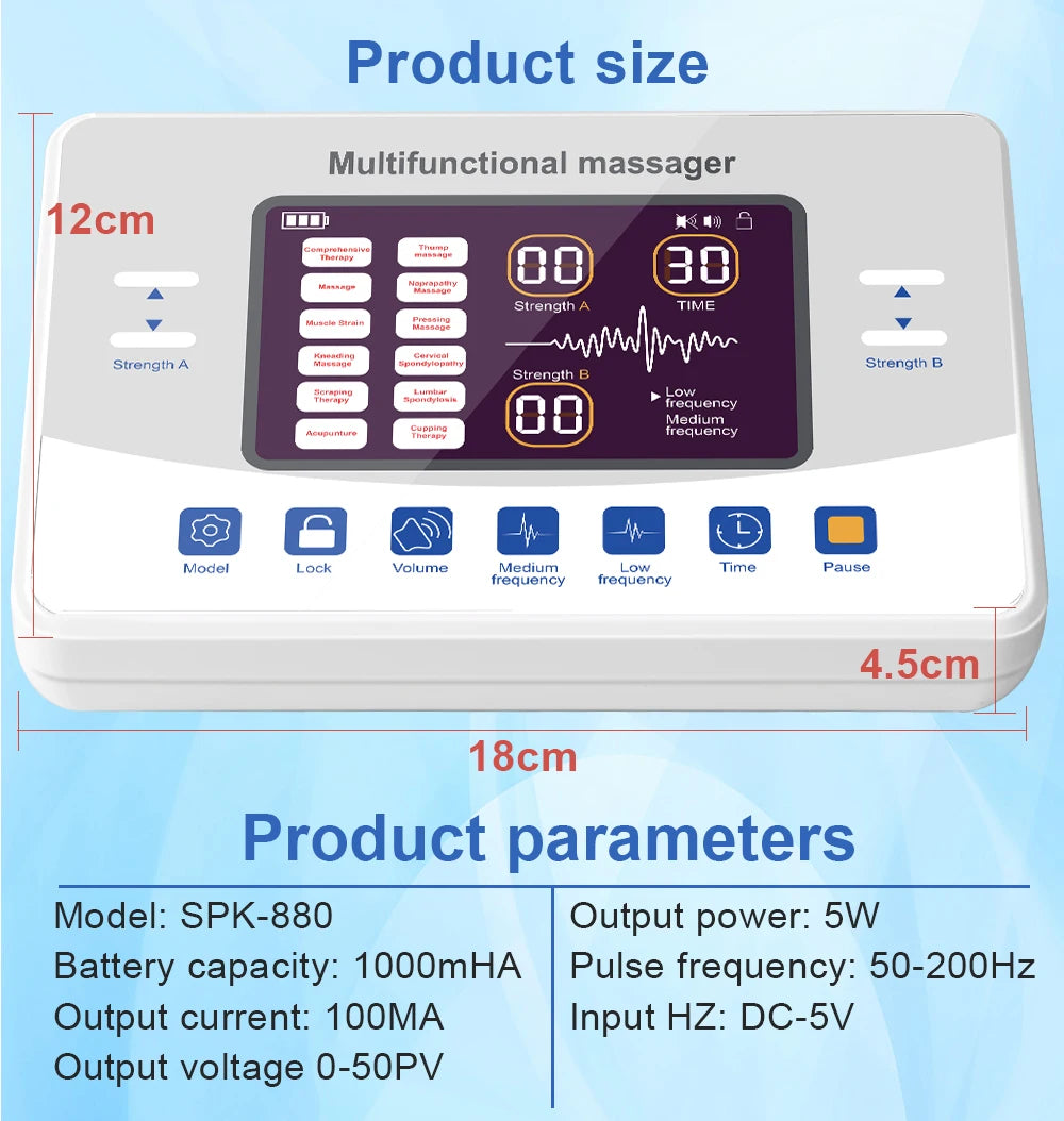 12-Mode Low Frequency TENS and EMS Therapy Device
