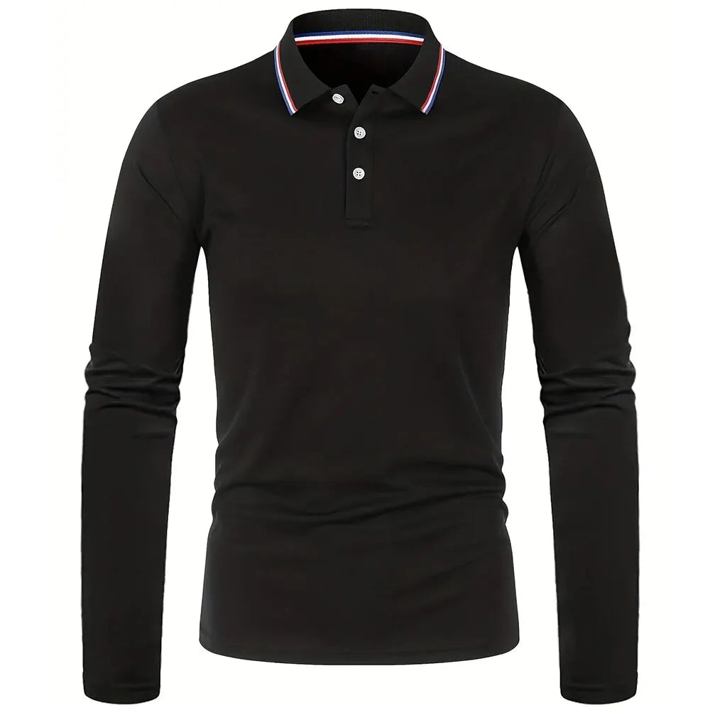 Men's Casual Long Sleeve Polo Shirt