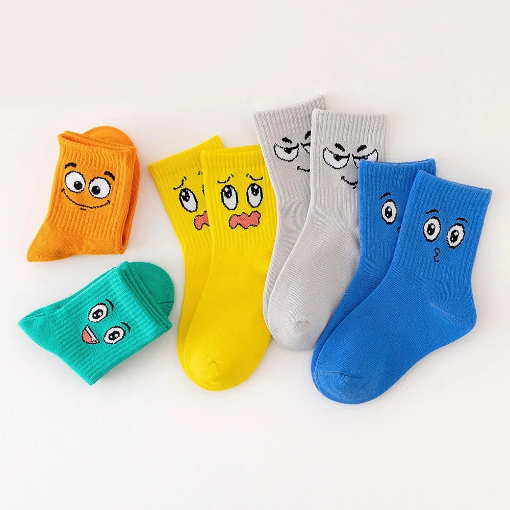 5 Pairs Kids Socks – Emoticons Funny Face Pattern