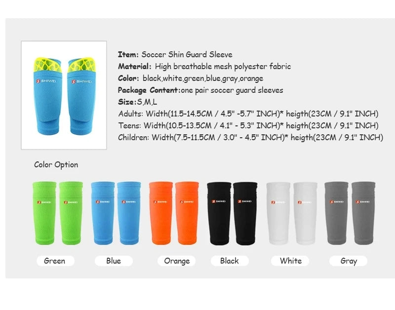 Soccer Shin Guard Pads and Sleeves Set