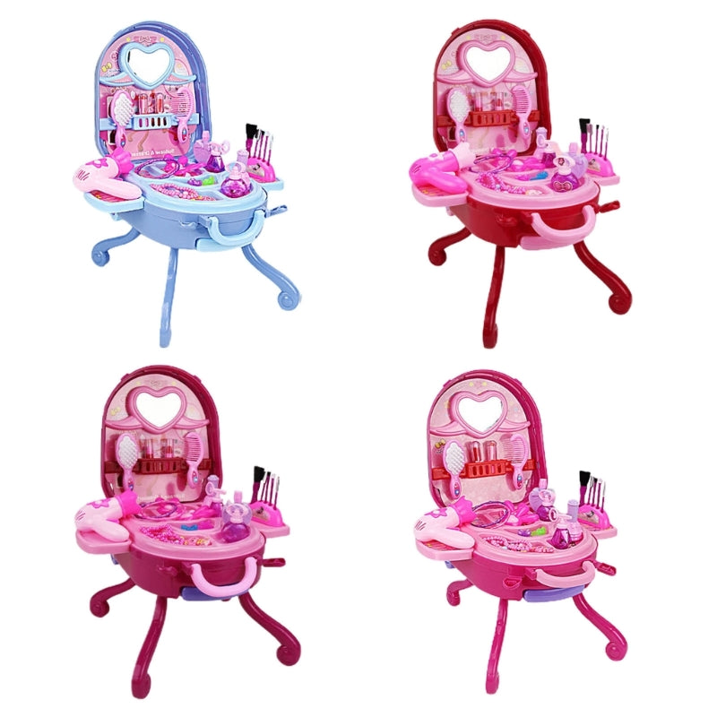 36-Piece Princess Cosmetic Mirror Suitcase Makeup Set for Kids