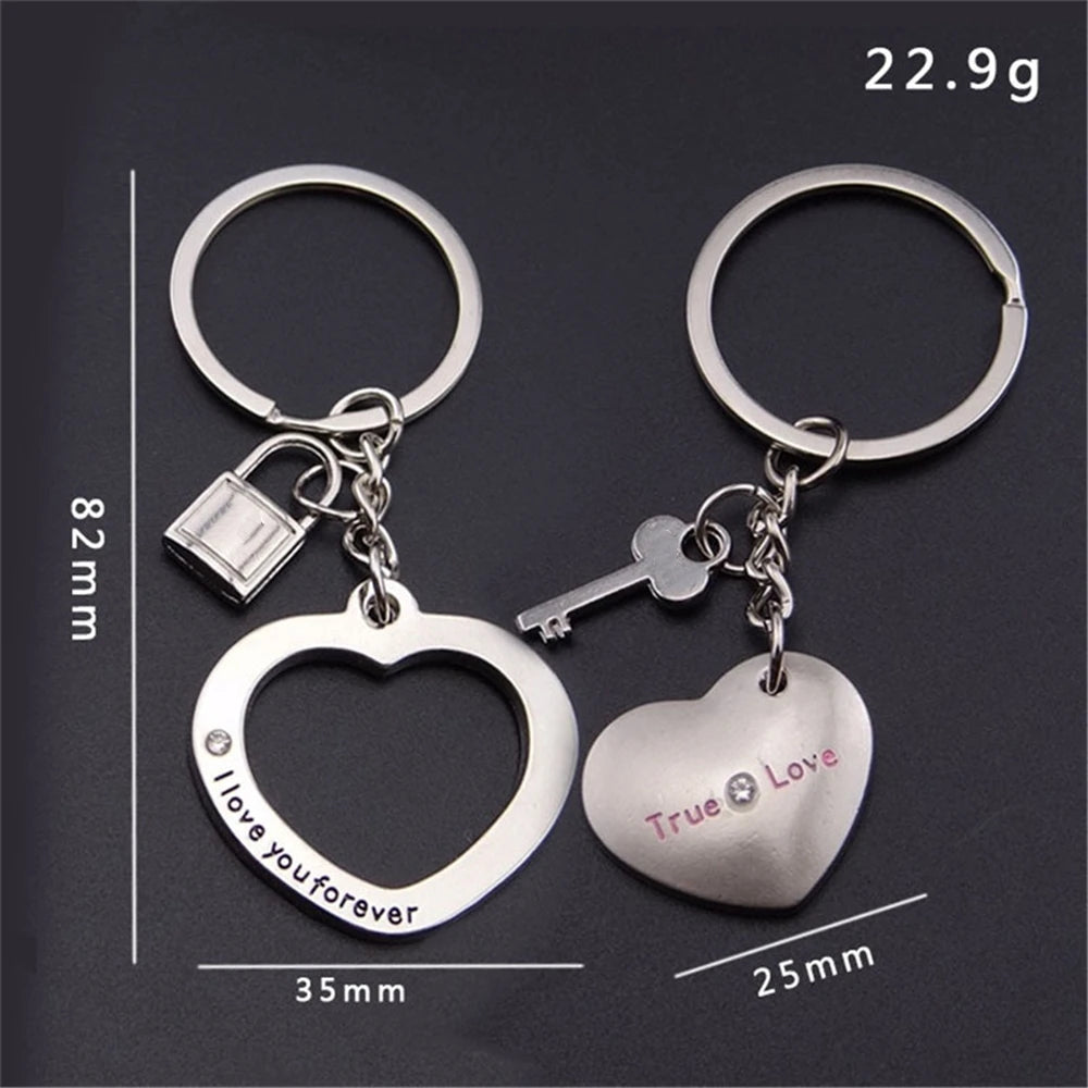 2pcs Cute Metal Cartoon Doll Heart Keychain