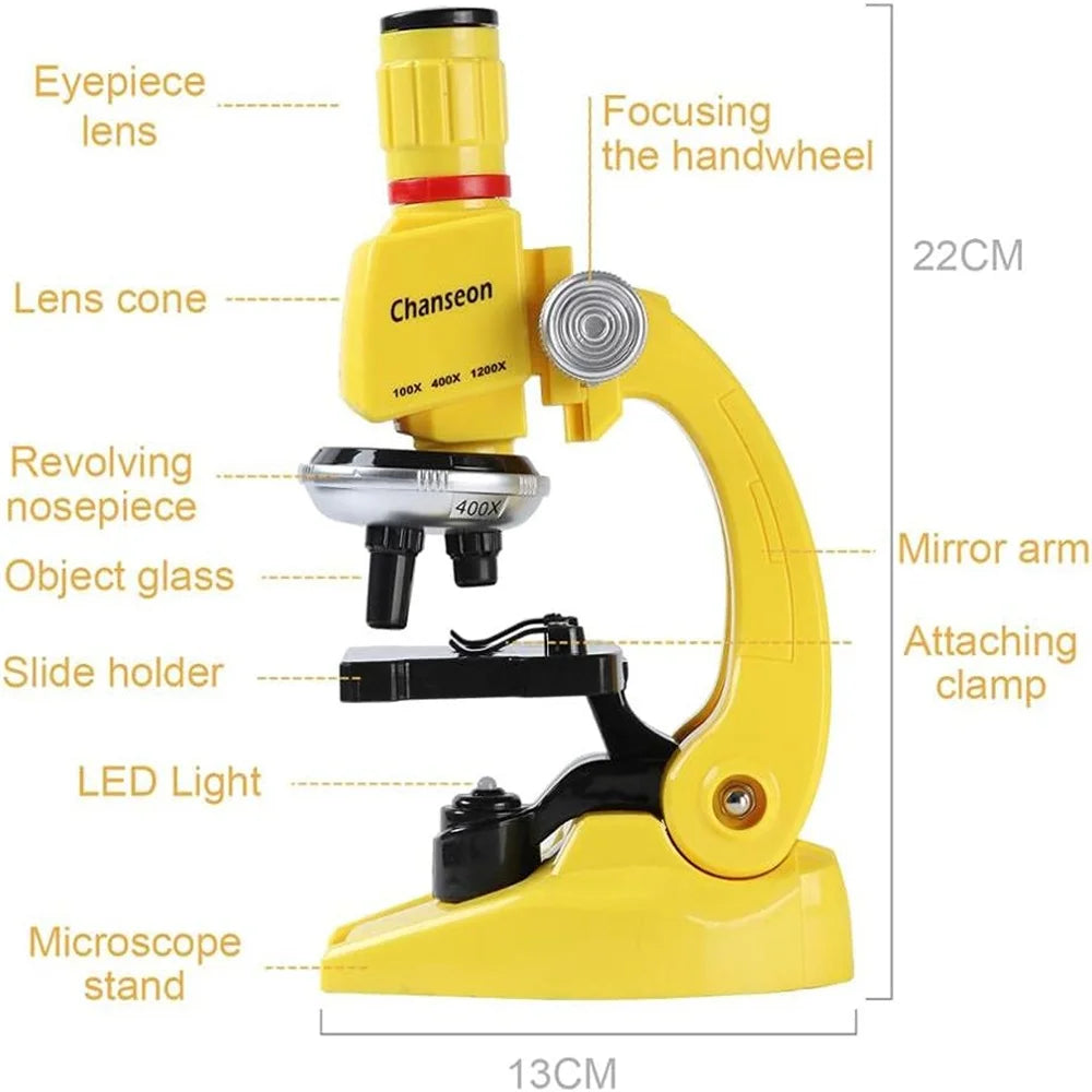 100x-1200x Kids Microscope Kit with Slides