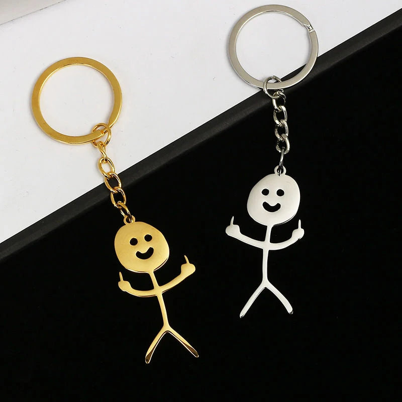 2pcs/set Stickman Matching Heart Keychain