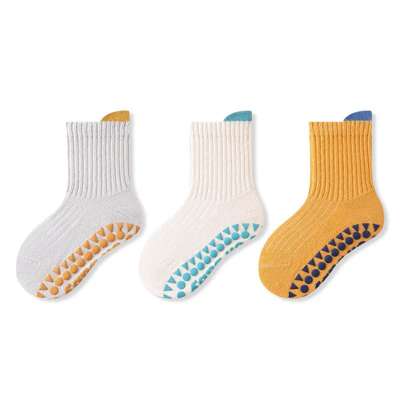 3 Pairs Baby Anti-Slip Socks for Boys & Girls (0-6 Years)