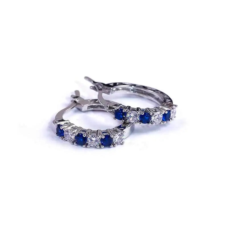 925 Sterling Silver Fashion Round Circle Clear Mosaic CZ Zircon Stud Earrings