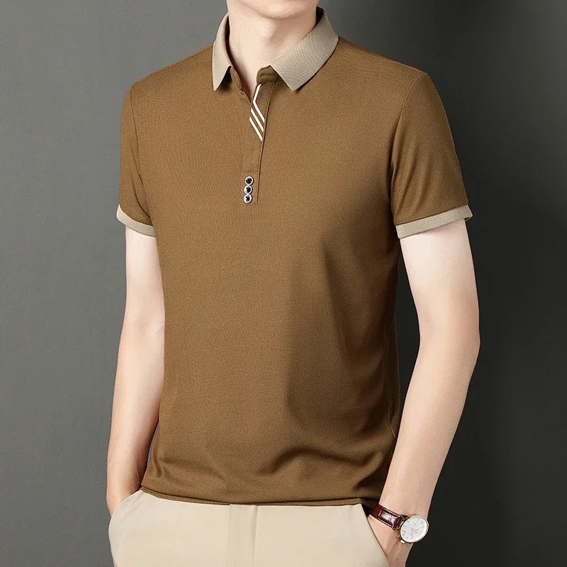 Men’s Solid Color Casual Short Sleeve Polo Shirt
