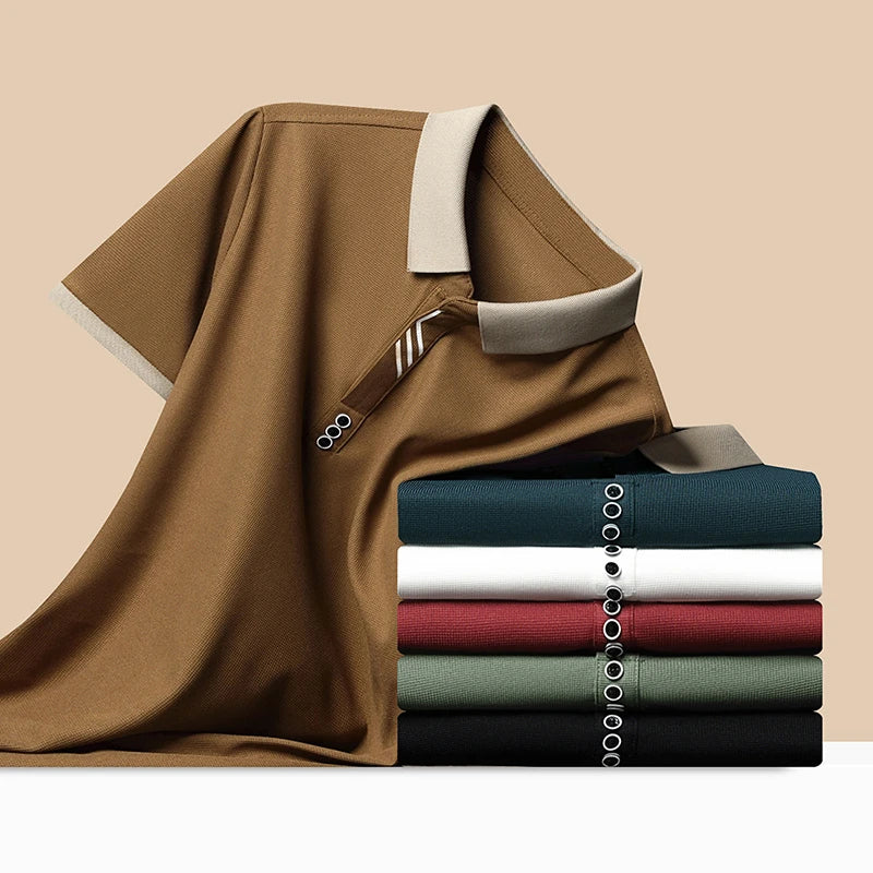 Men’s Solid Color Casual Short Sleeve Polo Shirt