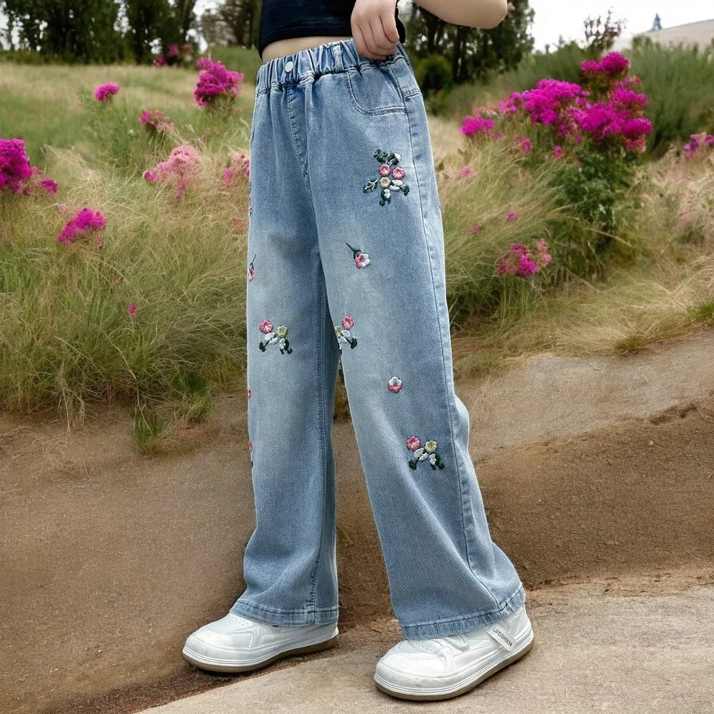 Wide-Leg Denim Trousers