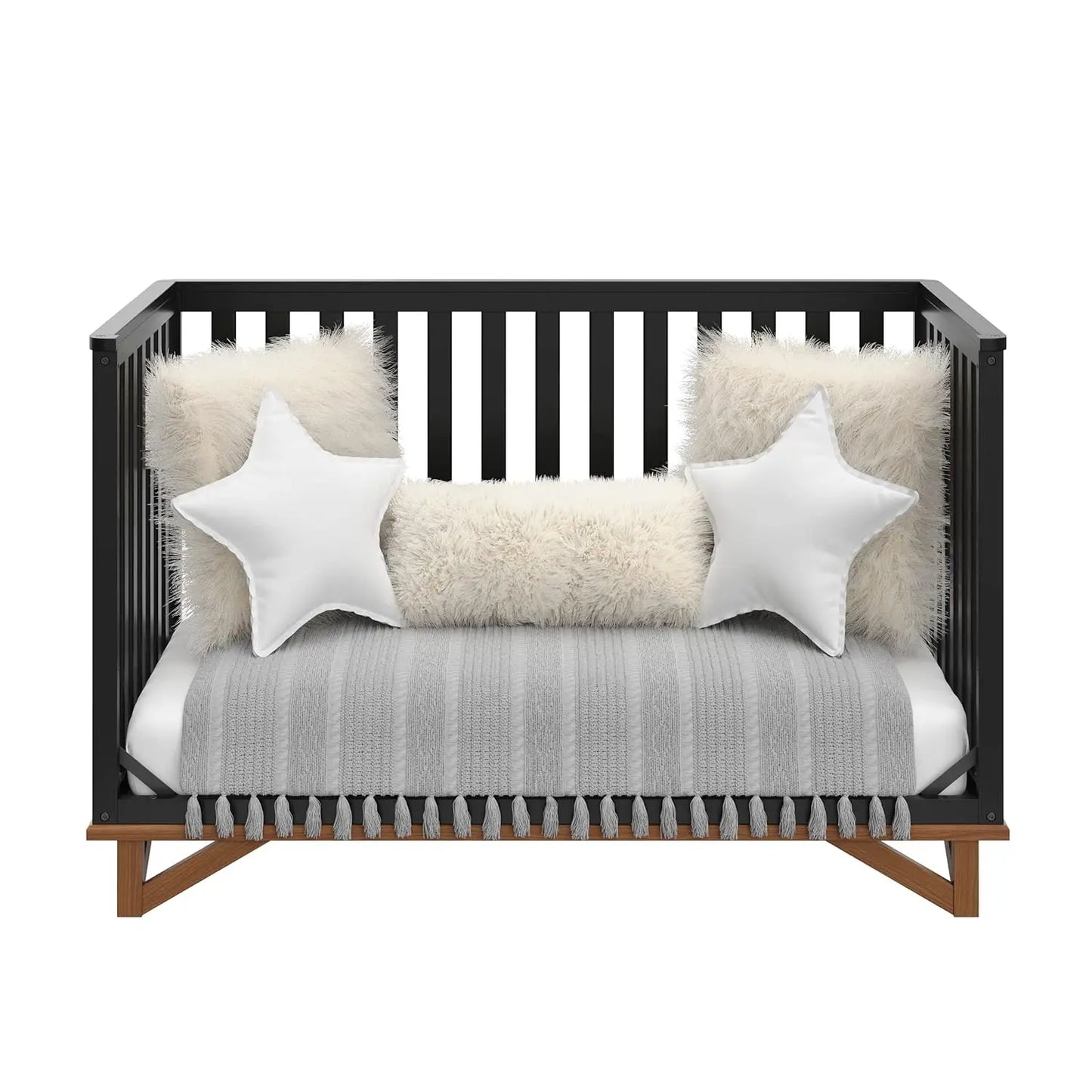 5-in-1 Convertible Crib (Black with Vintage Driftwood)