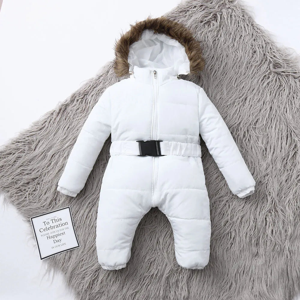 Infant Warm Hooded Coat & Jumpsuit Set