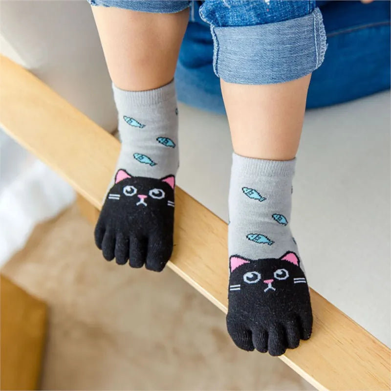 Cotton Animal Pattern Five-Finger Socks