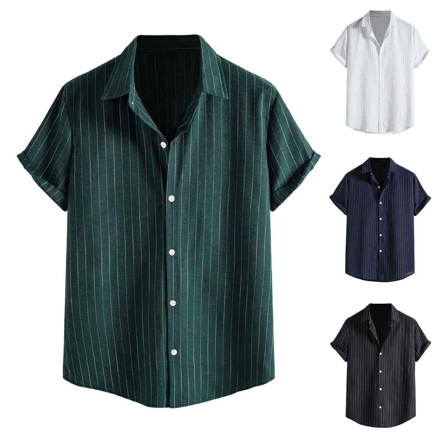 Men’s Casual Striped Short-Sleeved Shirt