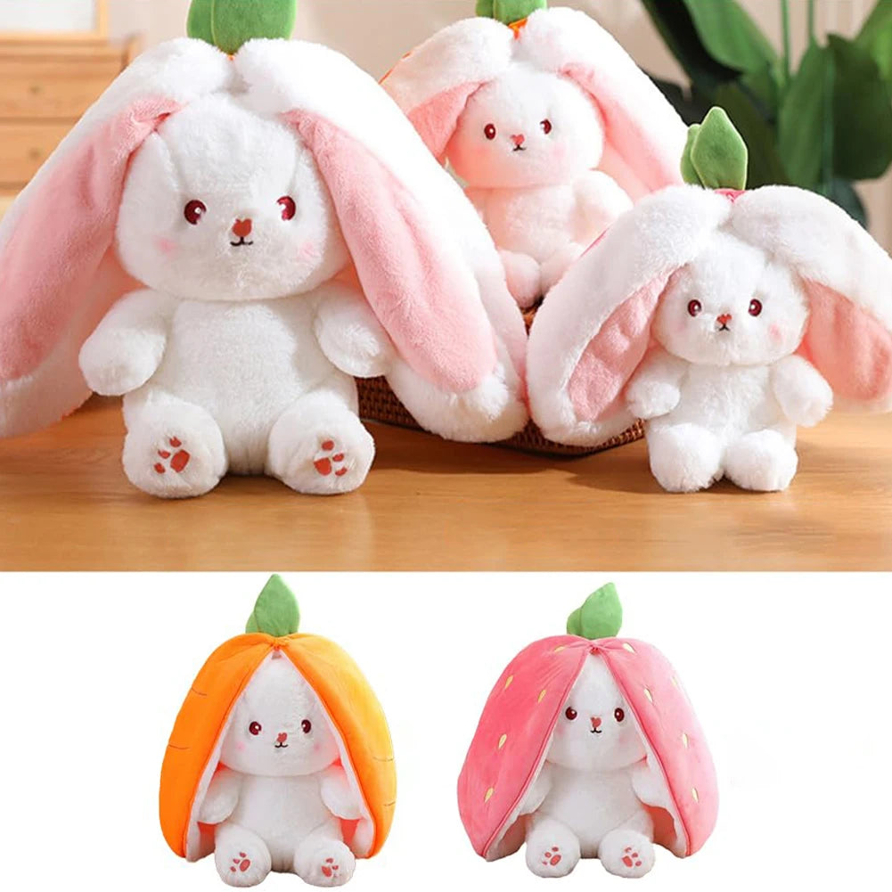 Reversible Bunny Carrot Strawberry Toy with Zipper