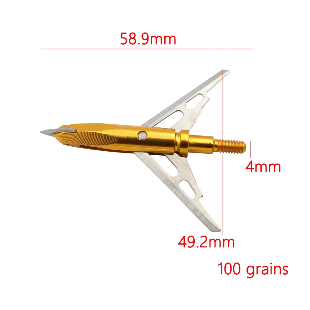 3pcs Arrow Broadheads – 100gn-160gn Tips for Compound, Recurve Bow & Crossbow Hunting