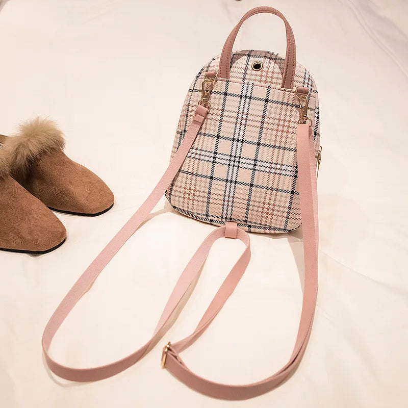 Ladies Check Lock Small Backpack