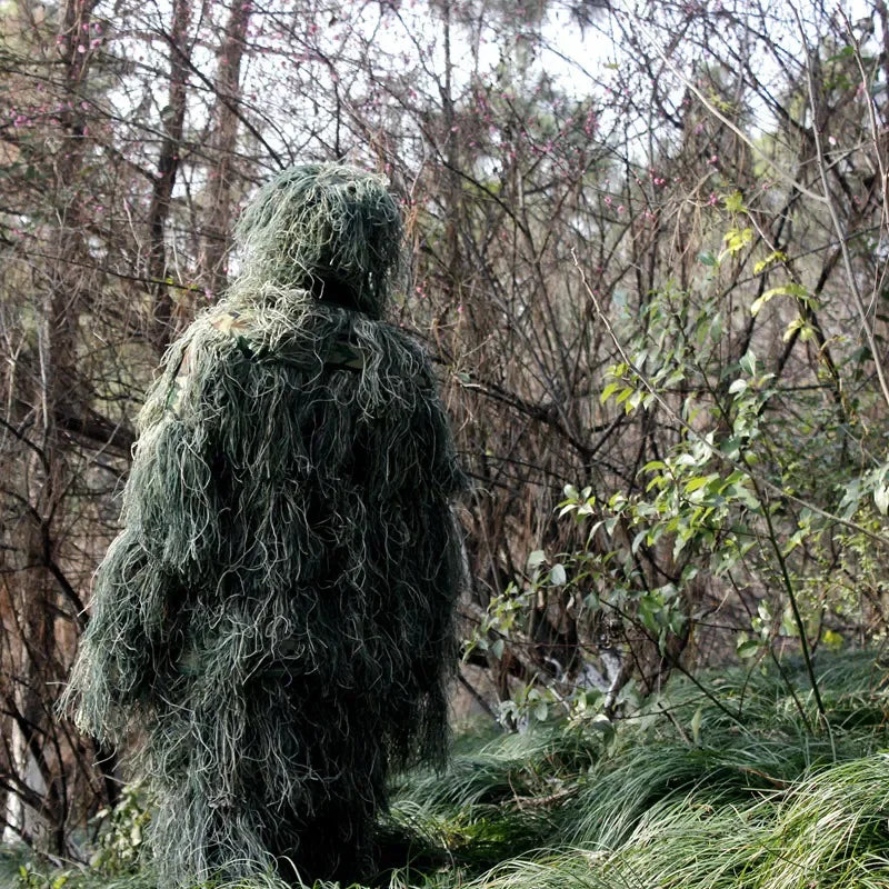 Camouflage 3D Withered Grass Ghillie Suit – 5-Piece Hunting Suit Set