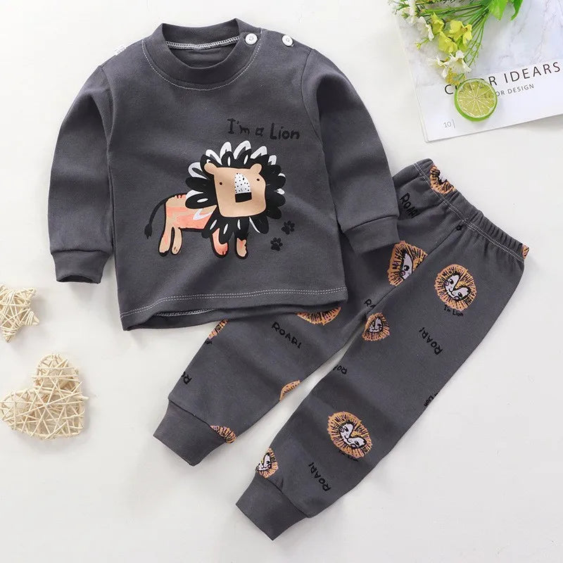 Cartoon Tops & Pants Long Sleeve Pajama Set