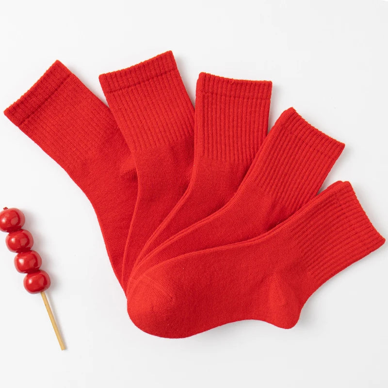 3 Pair Children’s Red Cotton Socks (Ages 3-12)
