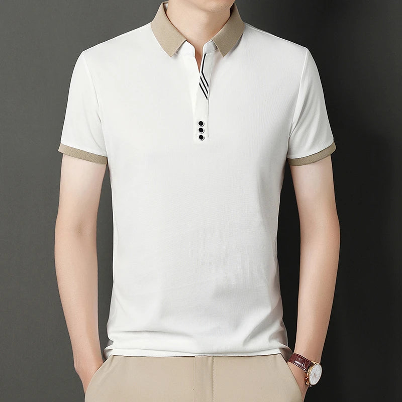 Men’s Solid Color Casual Short Sleeve Polo Shirt