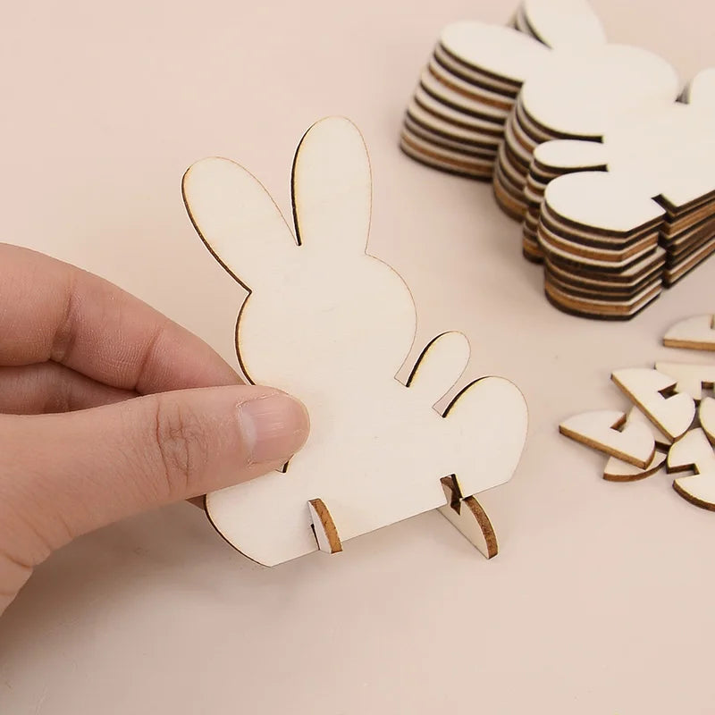 Wooden Easter Rabbit Ornaments DIY Set