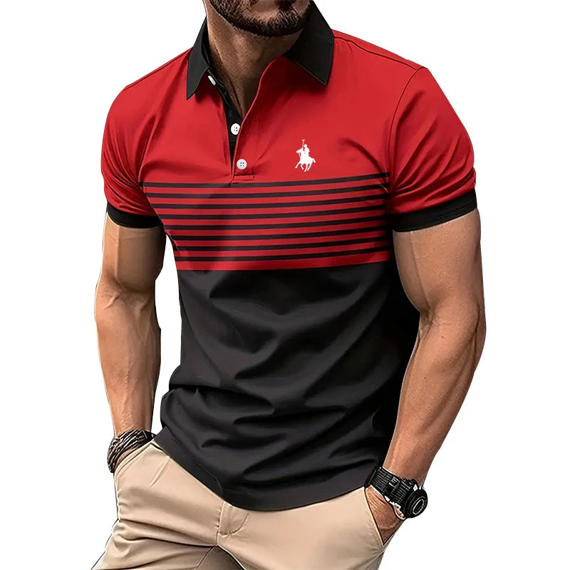 Men’s Stripe Short Sleeve Polo Shirt