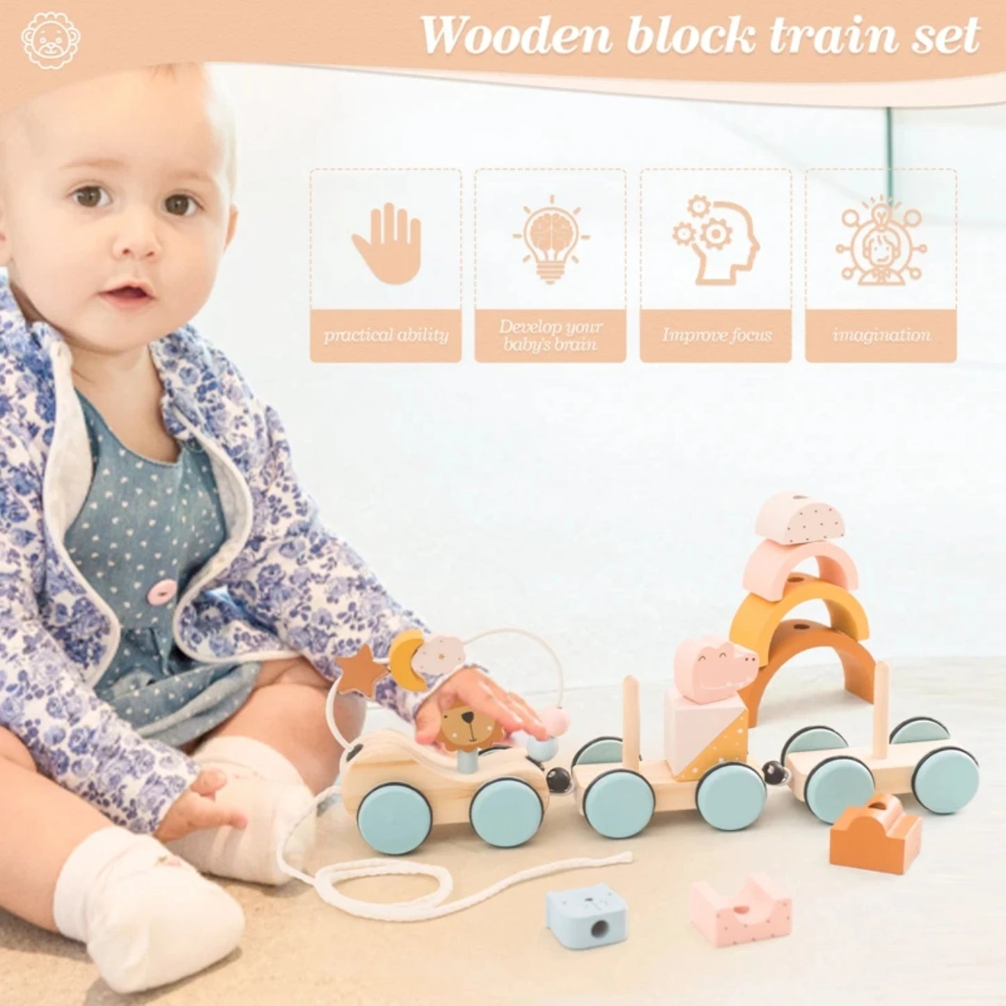 Educational Rainbow Blocks Trolley