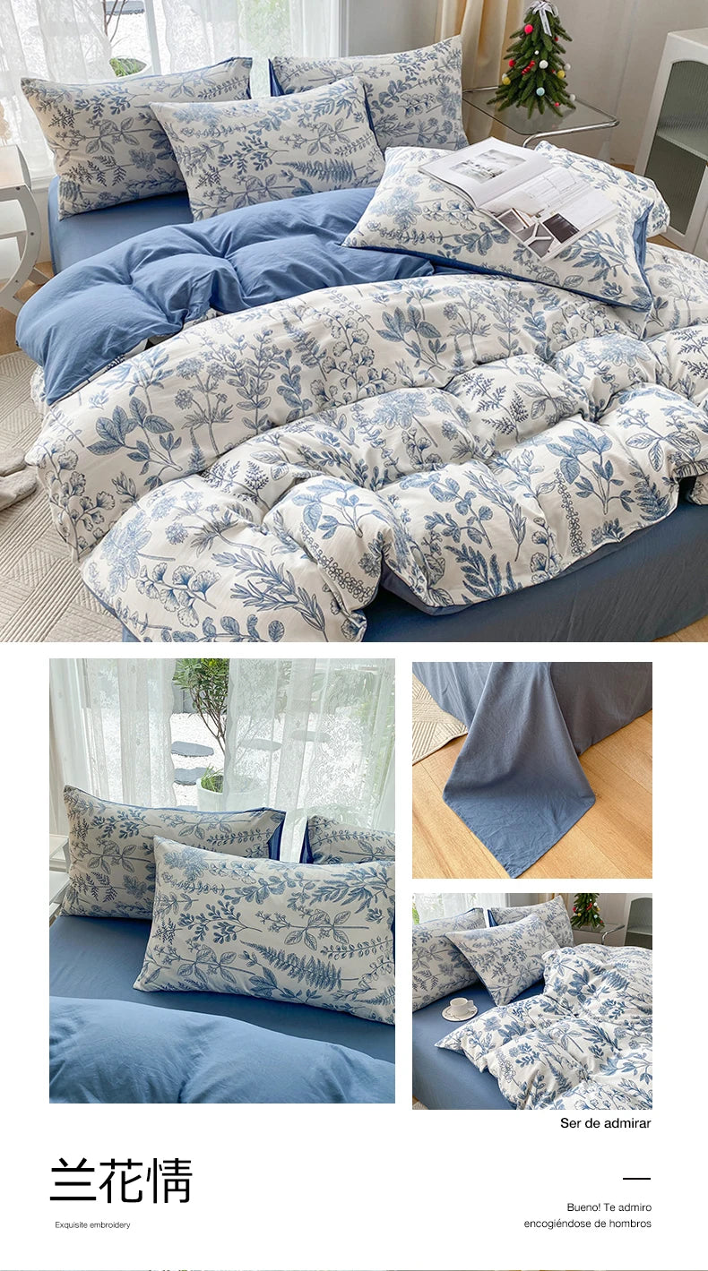 3-Piece Cartoon Heart-Shaped Floral Print Duvet Bedding Set