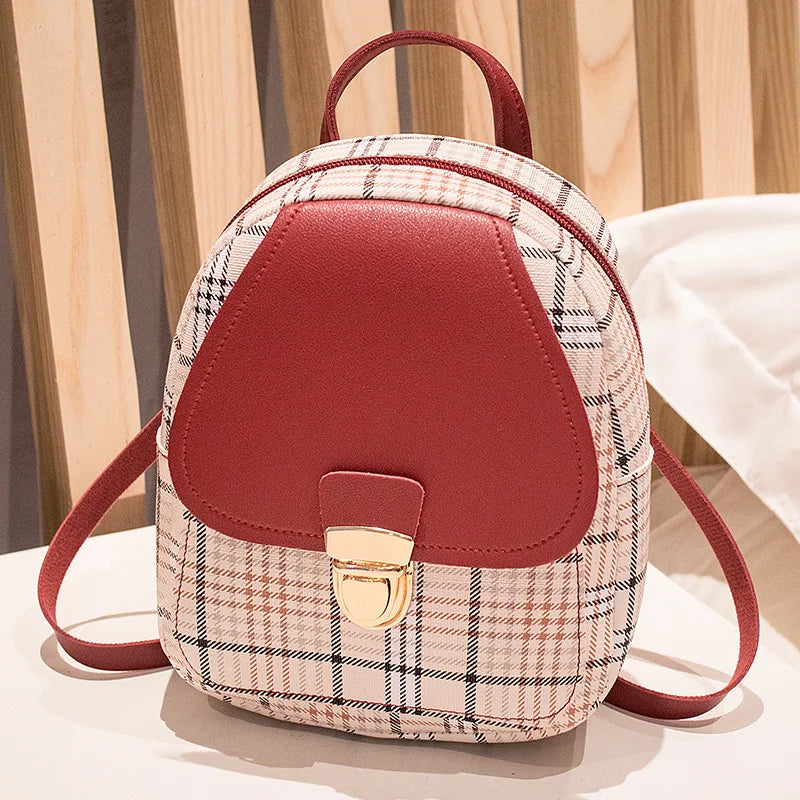 Ladies Check Lock Small Backpack