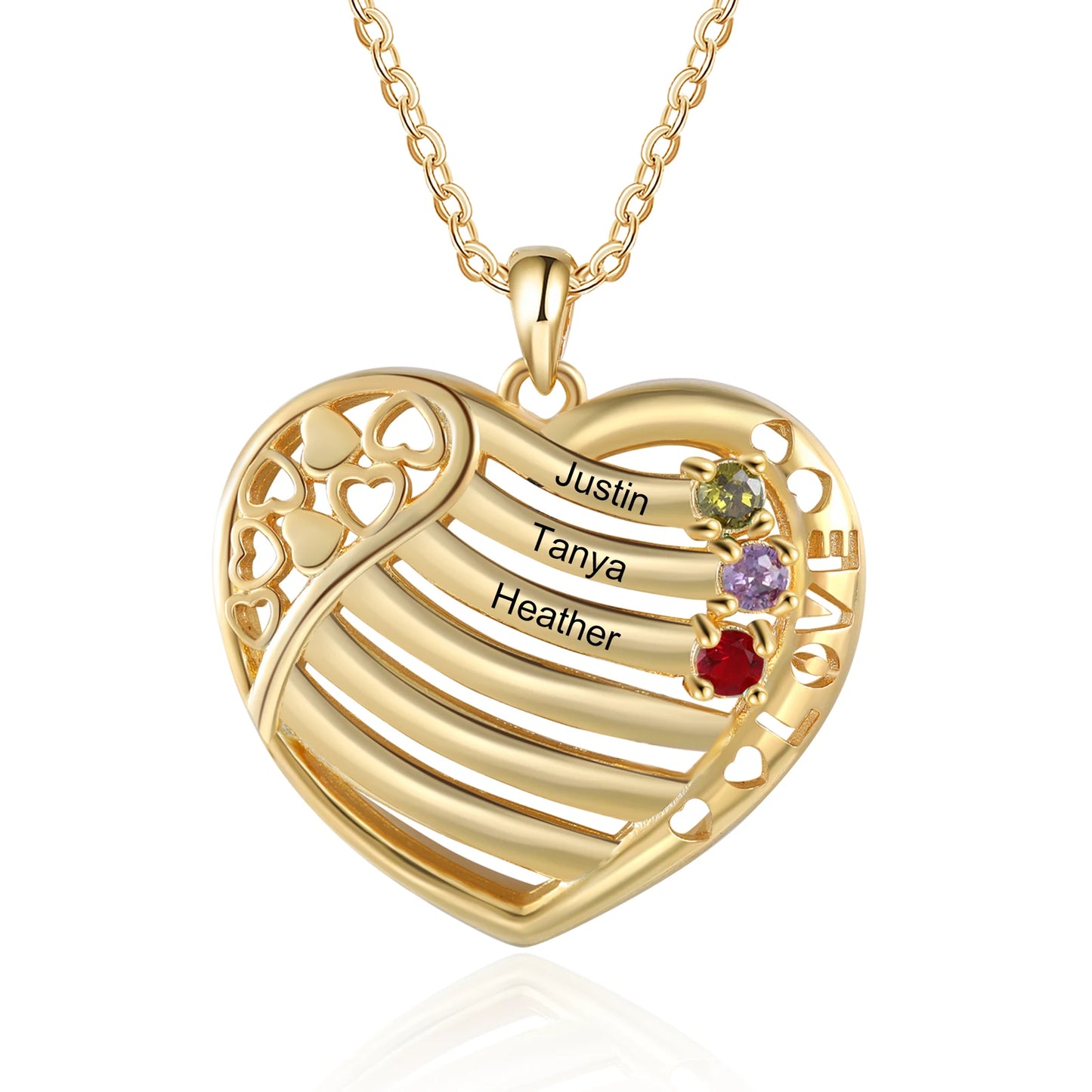 Valentine's Day Gold Color Personalized Heart Necklace