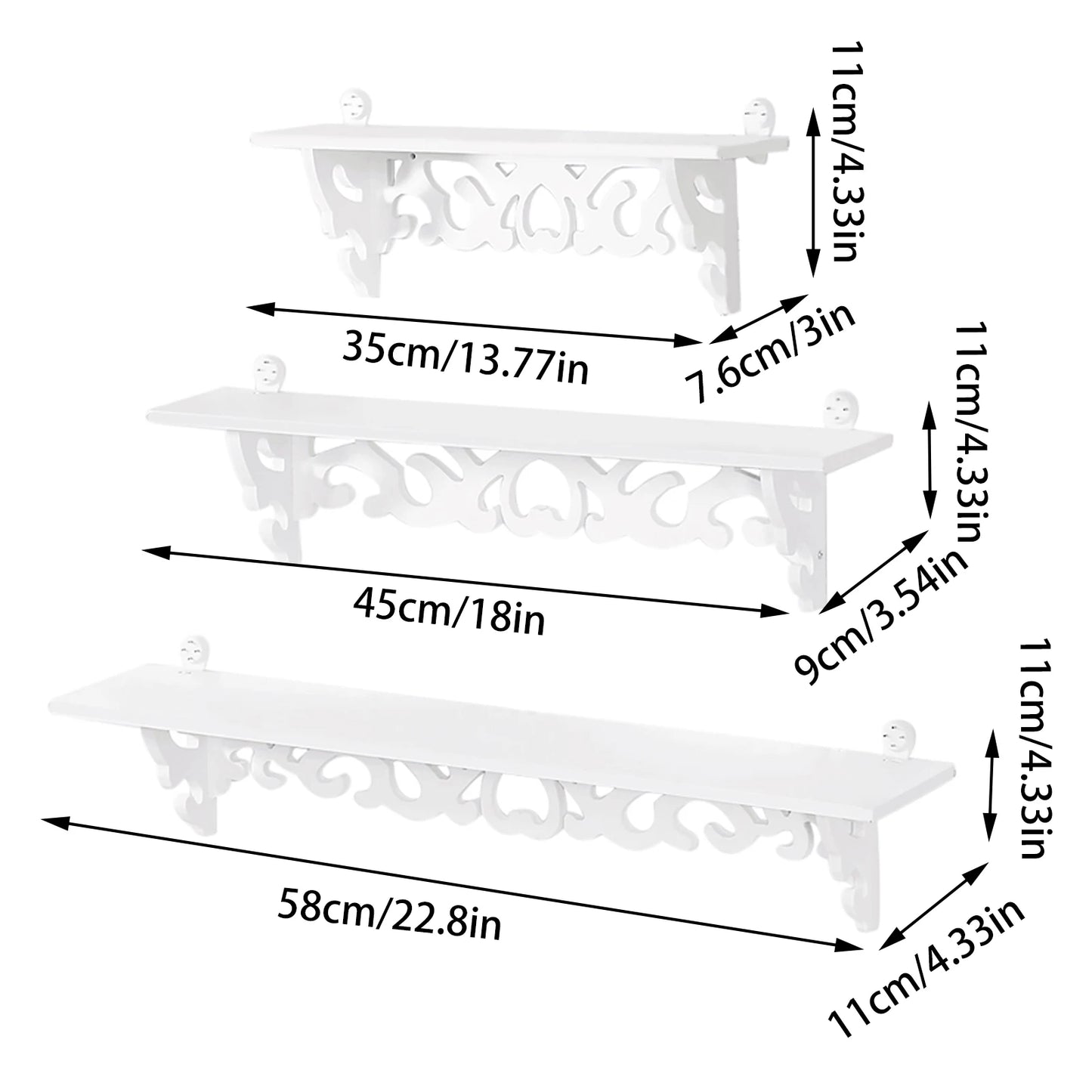 Floating Wall Storage Rack Set of 3