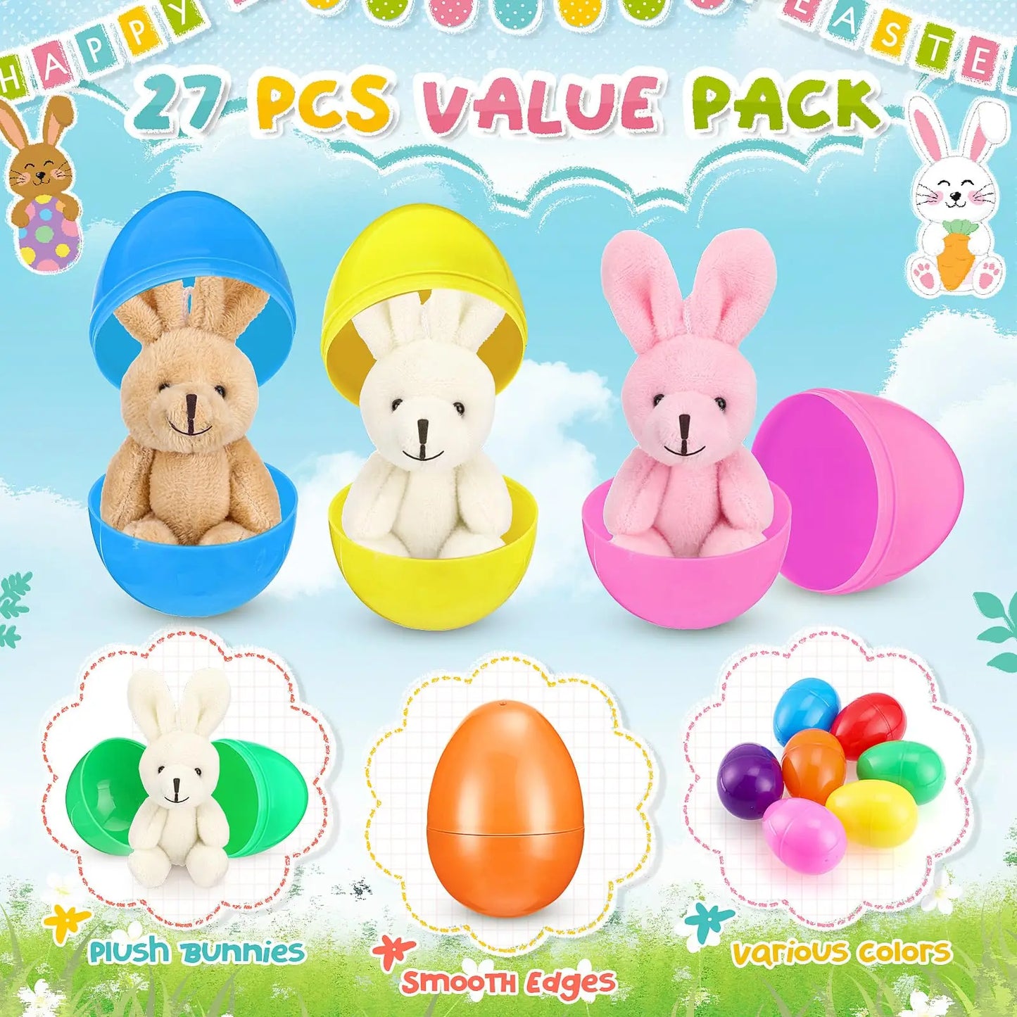 12-27 Filled Easter Eggs with Plush Bunny
