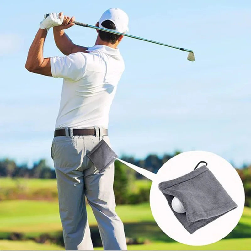 Square Microfiber Golf Ball Cleaning Towel with Carabiner Hook
