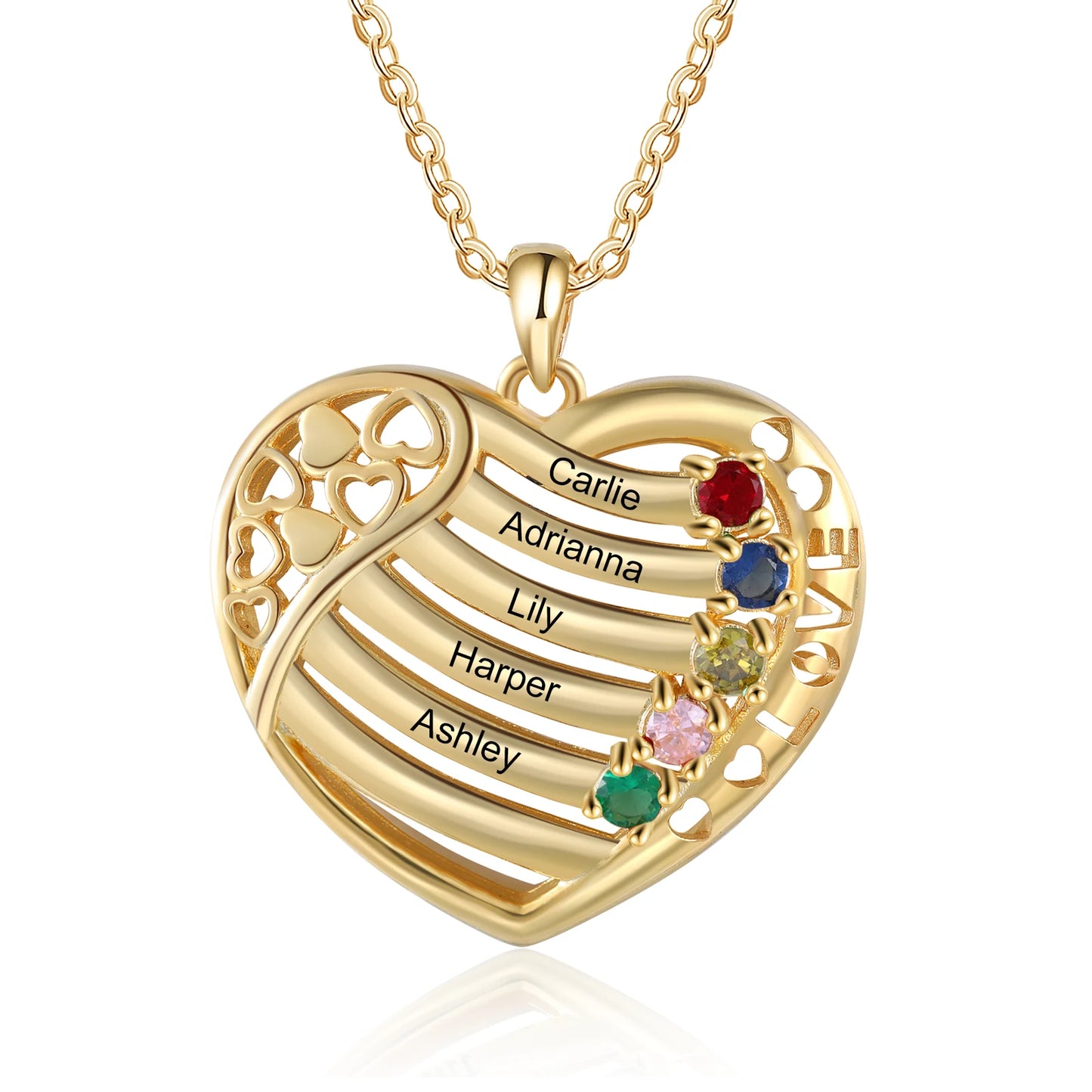 Valentine's Day Gold Color Personalized Heart Necklace