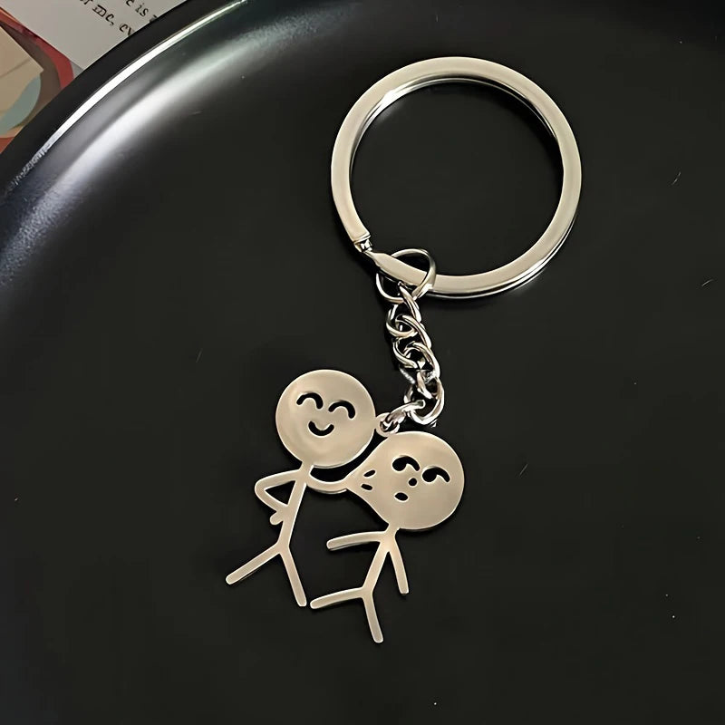 2pcs/set Stickman Matching Heart Keychain