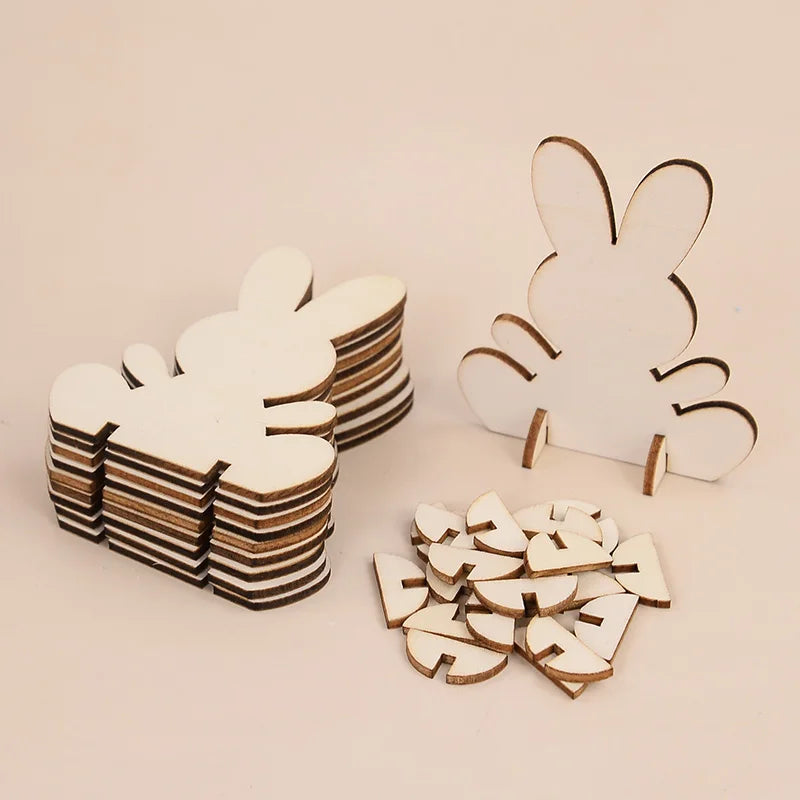 Wooden Easter Rabbit Ornaments DIY Set