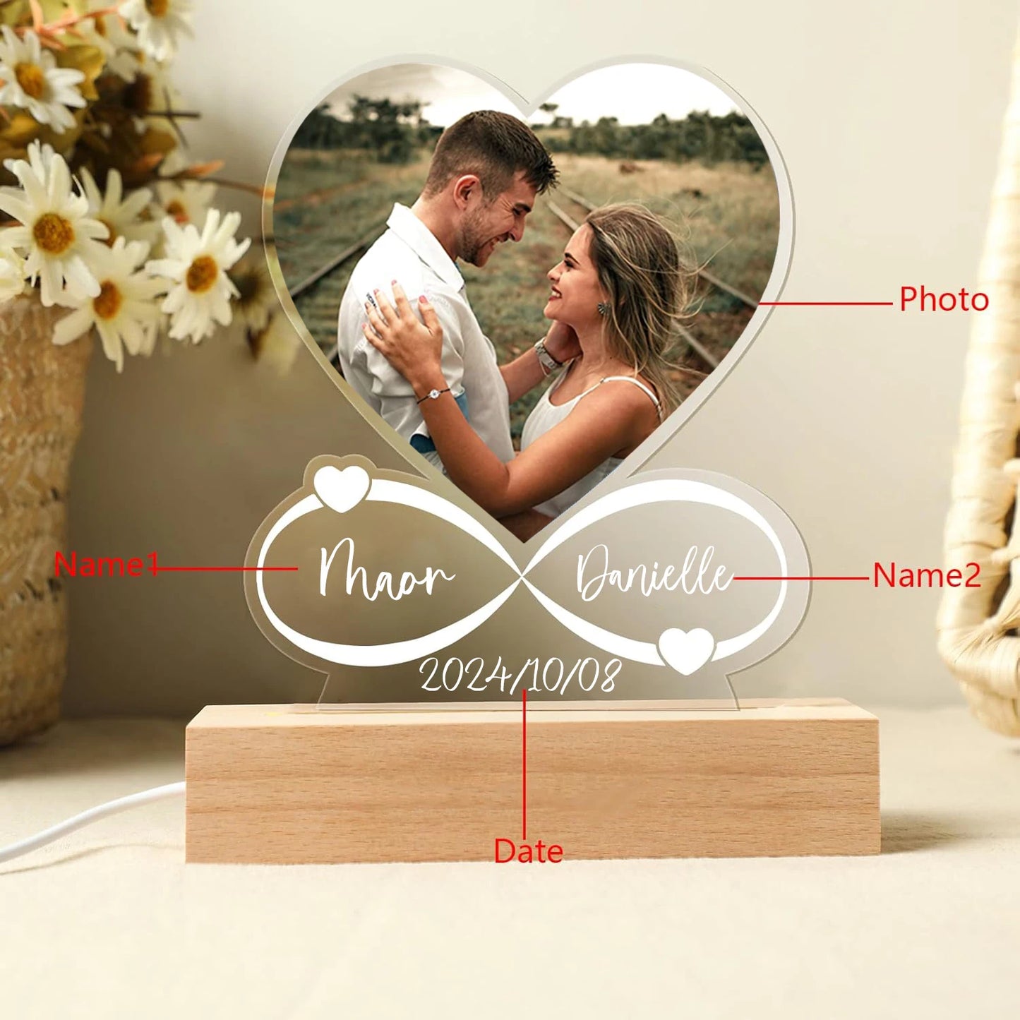 Personalized Anniversary Women Men Couples Gifts Custom Photo Love Frame Acrylic Plaque Valentine's Day