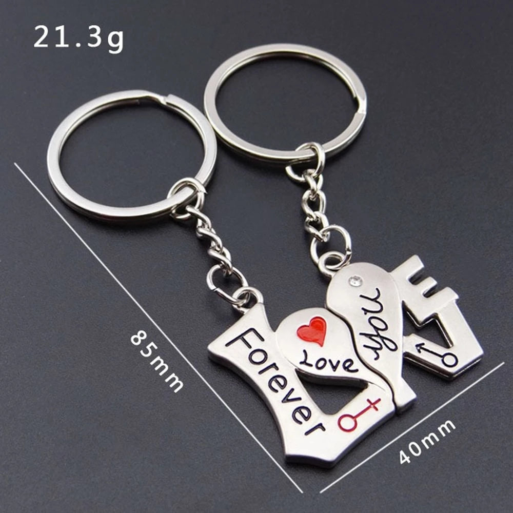 2pcs Cute Metal Cartoon Doll Heart Keychain