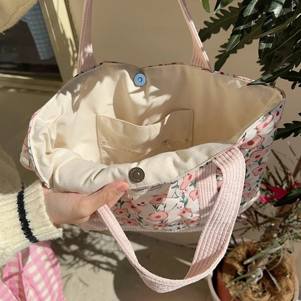 Quilted Floral Tote Bag