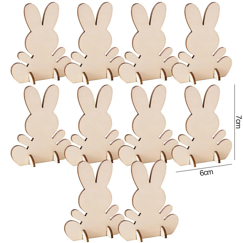 Wooden Easter Rabbit Ornaments DIY Set