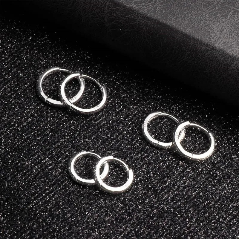 925 Sterling Silver Small Hoop Earrings Zirconia Huggie