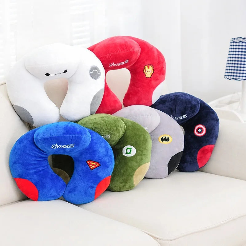 Cartoon Plush U-Shaped Pillow for Travel and Napping