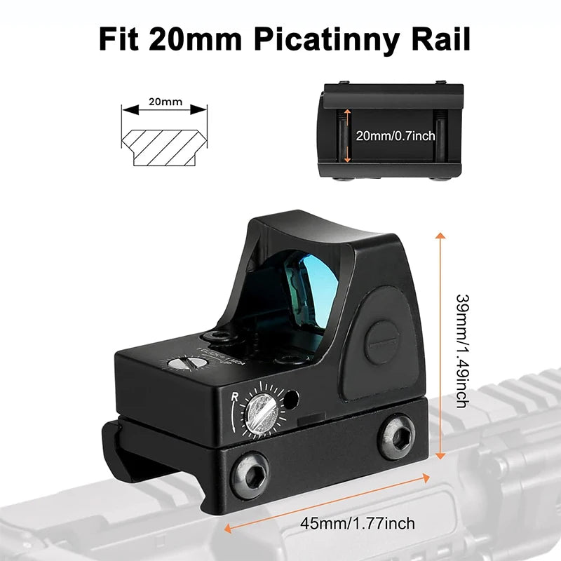 Mini RMR Red Dot Sight Collimator – Precision Reflex Sight for Airsoft and Hunting Rifles