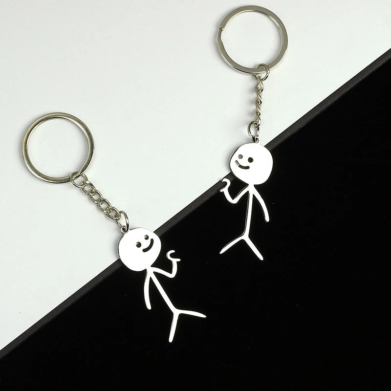2pcs/set Stickman Matching Heart Keychain