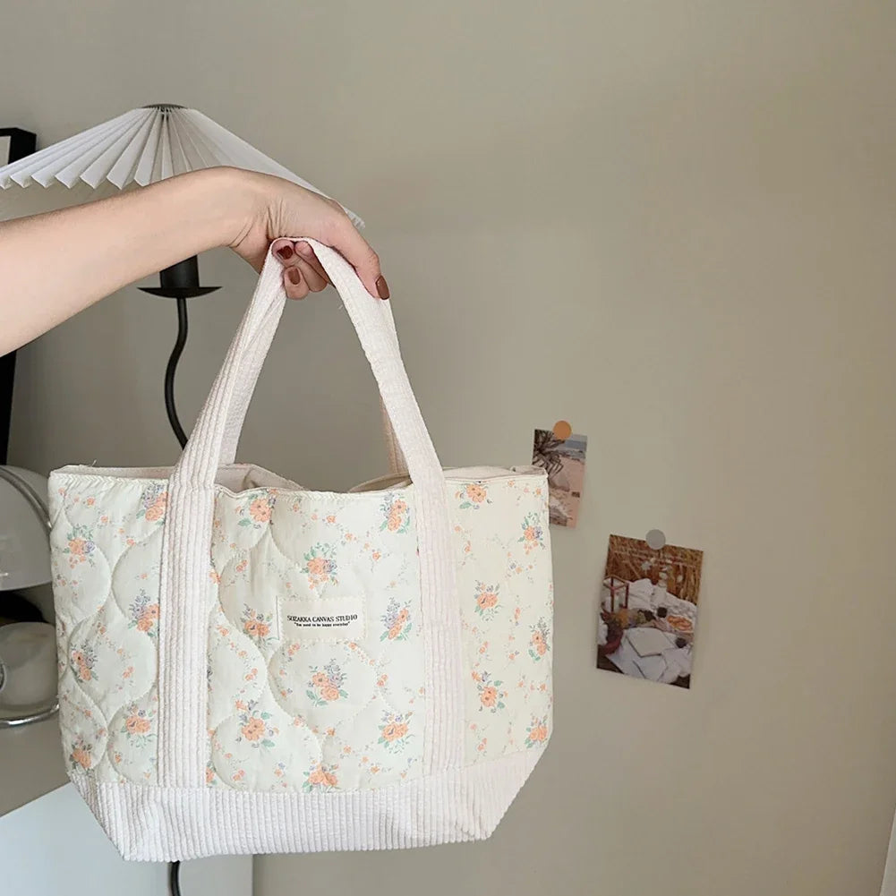 Quilted Floral Tote Bag