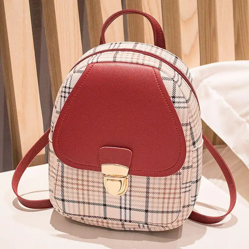 Ladies Check Lock Small Backpack