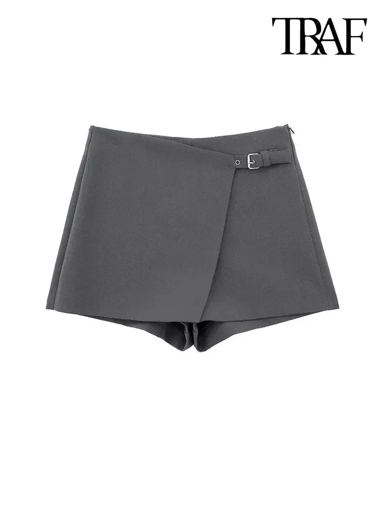 TRAF Asymmetric Shorts Skirts with Tab for Women
