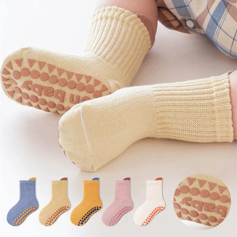 3 Pairs Baby Anti-Slip Socks for Boys & Girls (0-6 Years)
