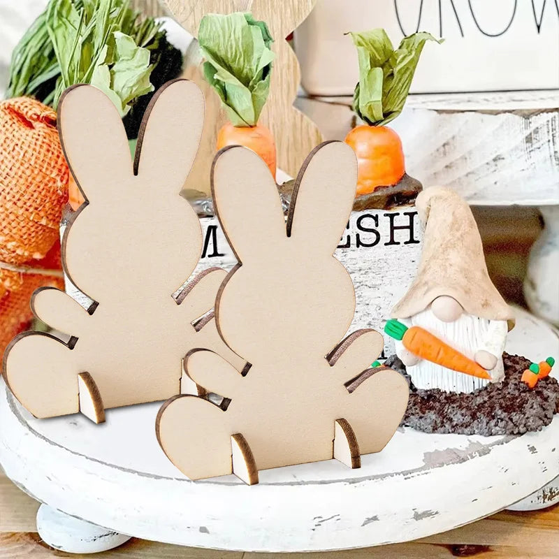 Wooden Easter Rabbit Ornaments DIY Set