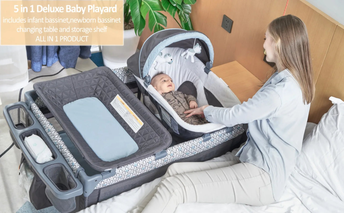 5-in-1 Multifunctional Pack and Play by Qutanix